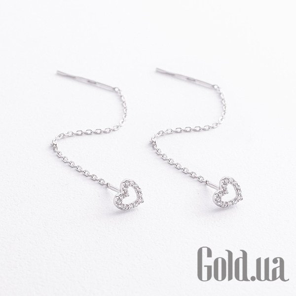 

Серьги с подвесками Украина, Серебряные серьги с куб. циркониями