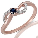 Женское золотое кольцо с бриллиантами и сапфиром, 056940