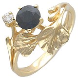 Женское золотое кольцо с бриллиантом и сапфиром, 1605229
