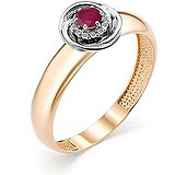 Женское золотое кольцо с бриллиантами и рубином, 1621869