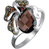 Женское серебряное кольцо с куб. циркониями и раухтопазом, 1622637