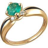 Женское золотое кольцо с бриллиантами, изумрудом и эмалью, 1629037