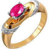 Женское золотое кольцо с бриллиантами и рубином, 1666157