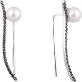 Срібні сережки з куб. цирконіями і перлами, 1671021