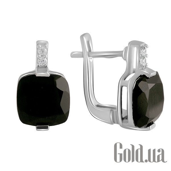 

Серьги Fresh Jewelry, Серебряные серьги с куб. циркониями и ониксами