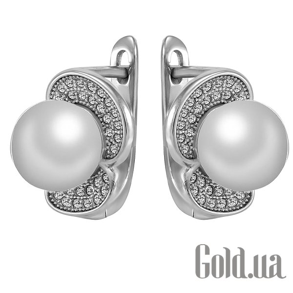 

Серьги Lurie Jewelry, Серебряные серьги с жемчугом и куб. циркониями