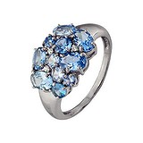 Женское серебряное кольцо с куб. циркониями и синт. шпинелями, 1524846