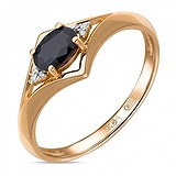 Женское золотое кольцо с бриллиантами и сапфиром, 1528686