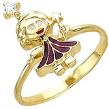 Женское золотое кольцо с бриллиантом и эмалью, 1605230