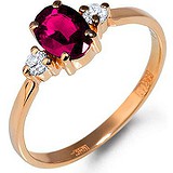 Женское золотое кольцо с бриллиантами и рубином, 1639790