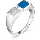 Женское серебряное кольцо с куб. циркониями и эмалью, 1646702