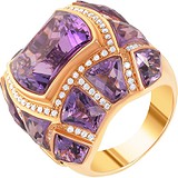 Женское золотое кольцо с бриллиантами и аметистами, 1669742