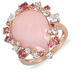 Женское золотое кольцо с бриллиантами и драгоценными камнями