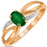Женское золотое кольцо с бриллиантами и изумрудом, 1703534