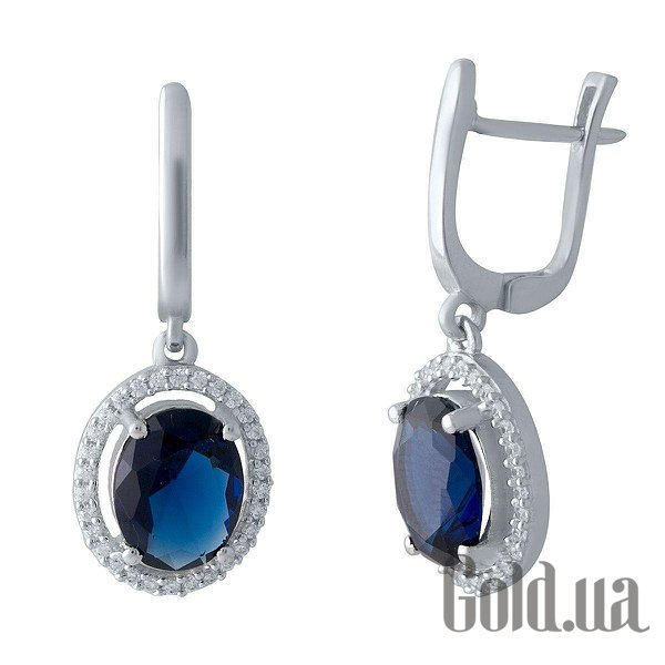 

Серьги с подвесками Fresh Jewelry, Серебряные серьги с синт. сапфирами и куб. циркониями