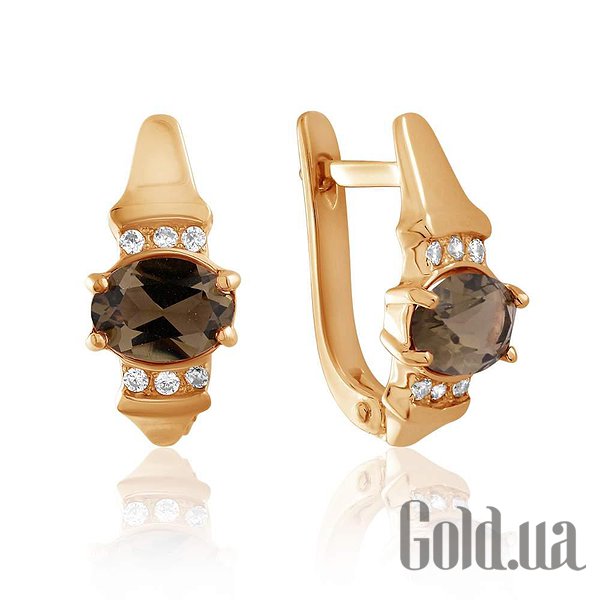 

Серьги Украина, Золотые серьги с раухтопазами и куб. циркониями