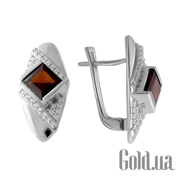 

Серьги Fresh Jewelry, Серебряные серьги с куб. циркониями и гранатами