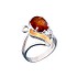 Женское серебряное кольцо с янтарем и куб.цирконием - фото 1