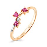 Женское золотое кольцо с бриллиантами и рубинами, 1513839