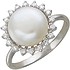 Женское серебряное кольцо с культив. жемчугом и куб. циркониями - фото 1