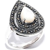 Silver Wings Женское серебряное кольцо с перламутром и марказитами, 1617519