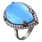 Женское серебряное кольцо с куб. циркониями и агатом, 1618799