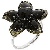 Женское золотое кольцо с ониксами и бриллиантами, 1627503