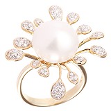 Женское золотое кольцо с бриллиантами и жемчугом, 1664623