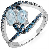 Женское серебряное кольцо с куб. циркониями и топазами, 1668463