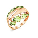 Magic Stones Женское золотое кольцо с хризолитами, 1700975