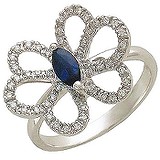 Choron Diamonds Женское золотое кольцо с бриллиантами и сапфиром, 1704815