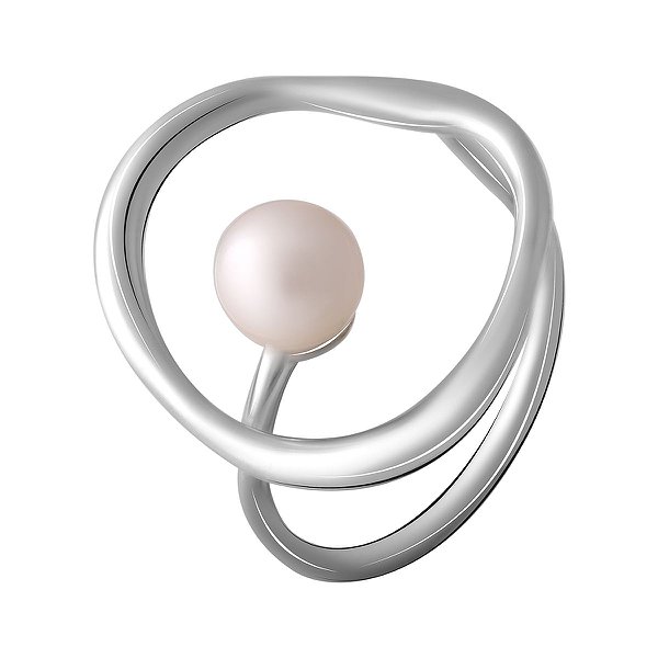 Женское серебряное кольцо с культив. жемчугом