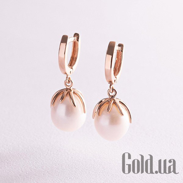 

Серьги с подвесками Украина, Золотые серьги с пресн. (культив.) жемчугом