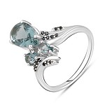 Женское серебряное кольцо с куб. циркониями и топазами, 1771631