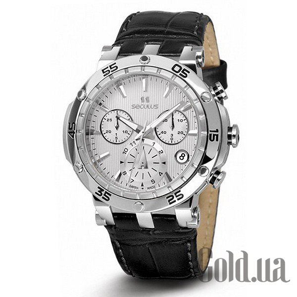 

Швейцарские часы Seculus, 1682.2.503 white, ss, black leather