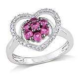 Серебряное кольцо с бриллиантами и синт. сапфирами, 066159
