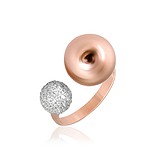 Женское серебряное кольцо с куб. циркониями  в позолоте, 814191