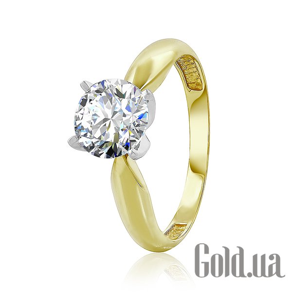 

Кольцо Украина, Золотое кольцо с цирконием Swarovski Zirconia, 17.5