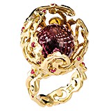 Женское золотое кольцо с аметистом и рубинами, 1553520