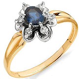 Женское золотое кольцо с бриллиантами и сапфиром, 1554032