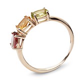 Женское золотое кольцо с гранатом, хризолитом и цитрином, 1605232