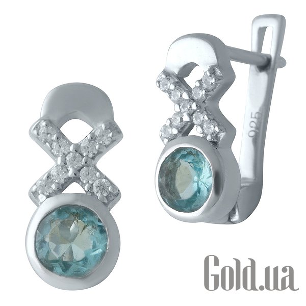 

Серьги Fresh Jewelry, Серебряные серьги с синт. аквамаринами и куб. циркониями