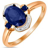 Женское золотое кольцо с бриллиантами и сапфирами, 1703536