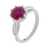 Женское серебряное кольцо с куб. циркониями и рубином, 1750640