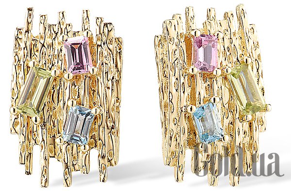 

Серьги-гвоздики Lurie Jewelry, Золотые серьги с топазами, сапфирами и перидотами