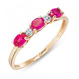 Женское золотое кольцо с бриллиантами и рубинами, 1527665