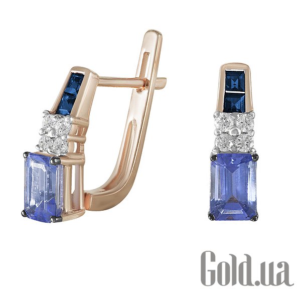 

Серьги Lurie Jewelry, Золотые серьги с бриллиантами, сапфирами и танзанитами