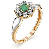 Женское золотое кольцо с бриллиантами и изумрудом, 1636721