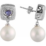 Срібні сережки з куб. цирконіями і перлами, 1671025