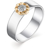 Женское серебряное кольцо с бриллиантами в позолоте, 1673585